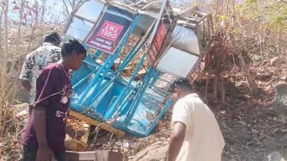 खल्लारी माता मंदिर की पहाड़ी पर हादसा -रोपवे टूटा, 2 ट्रॉली खाई मे गिरी,1 युवती की मौत,8 घायल