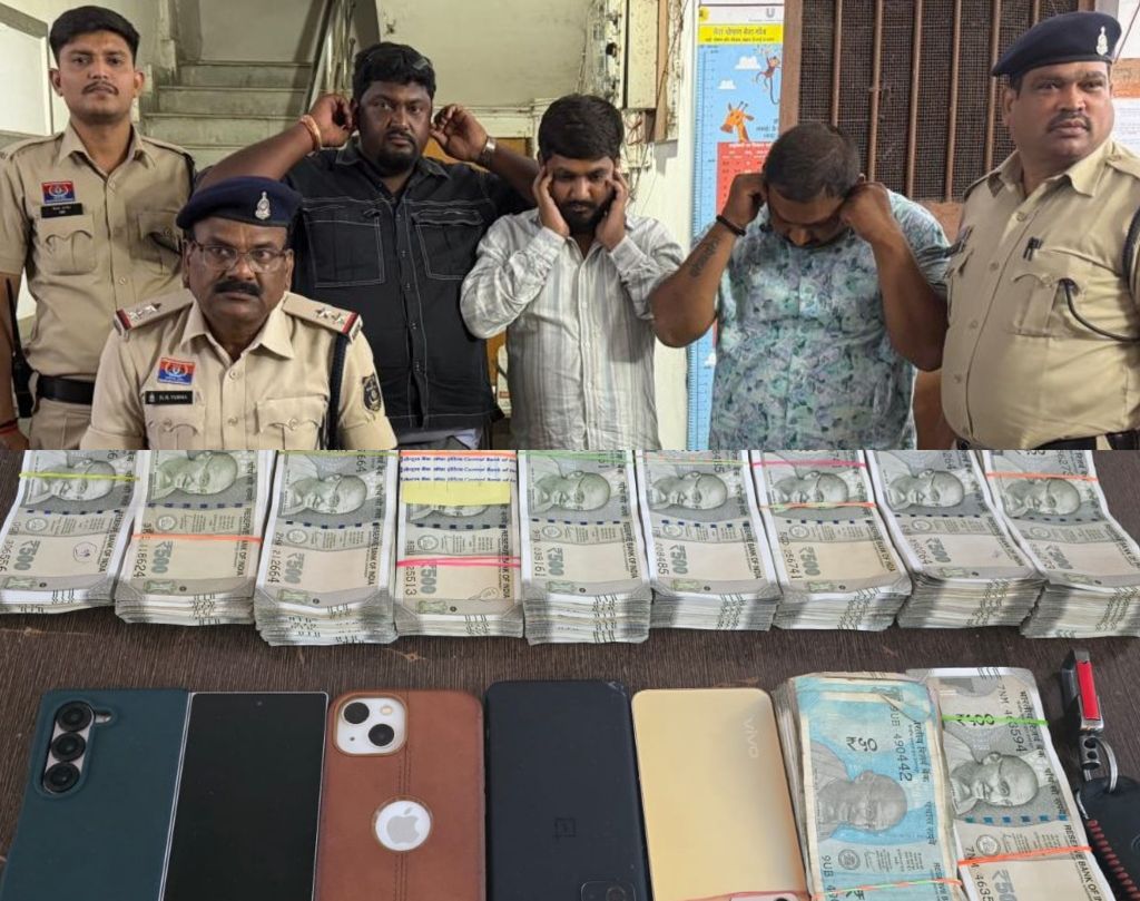 लक्जरी कार मे ऑनलाइन सट्टा – 3 सटोरियों का विकेट गिरा ,,17 लाख की जप्ती,,